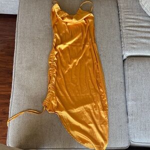 Satin Asymmetrical Gold Dress